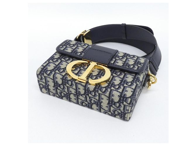 Sac à main boîte Christian Dior DIOR OBLIQUE 30 Montaigne Bleu - vue 3