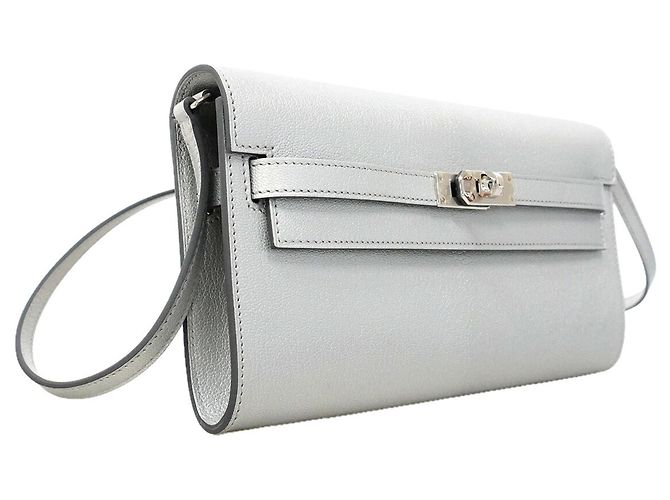Hermès Portafoglio Hermes Kelly Long To Go Chevre Shamkira Argent Argento - vista 2