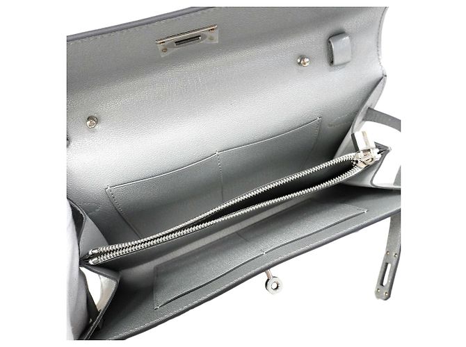Hermès Portafoglio Hermes Kelly Long To Go Chevre Shamkira Argent Argento - vista 4