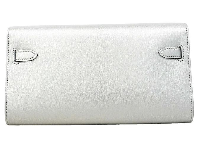 Hermès Portafoglio Hermes Kelly Long To Go Chevre Shamkira Argent Argento - vista 6
