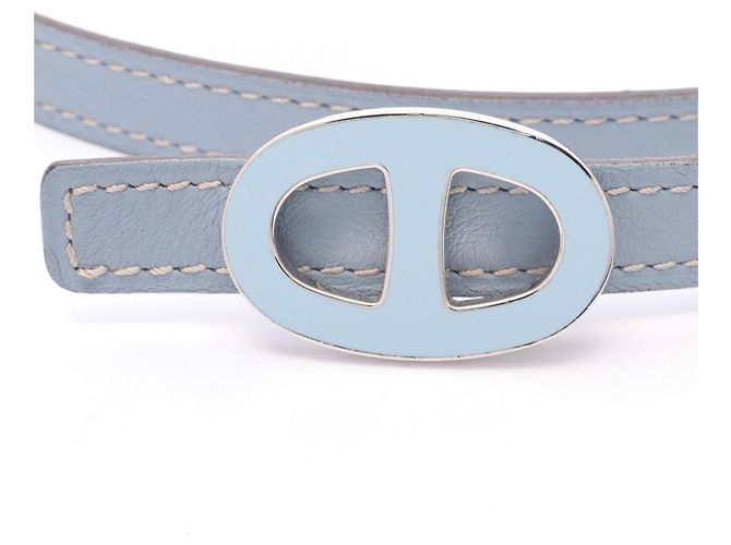 Hermès Cintura in pelle reversibile Hermes Chaine d'Ancre da donna Argento Bianco Blu - vista 2