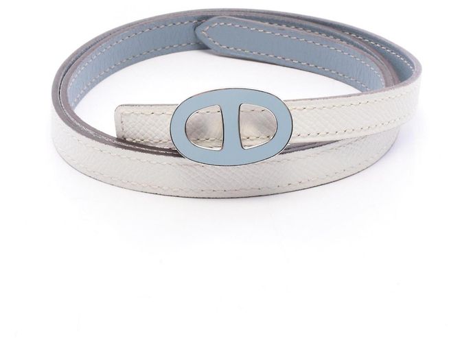 Hermès Cintura in pelle reversibile Hermes Chaine d'Ancre da donna Argento Bianco Blu - vista 6