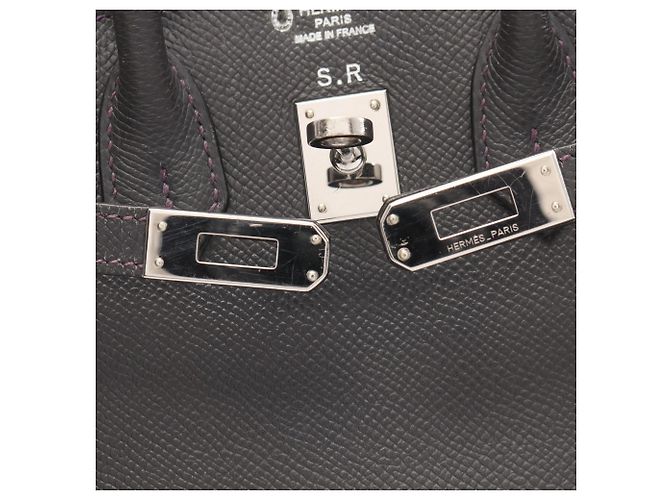 Hermès Hermes Birkin 25 Handtasche Braun Lila Damier ebene - Ansicht 11