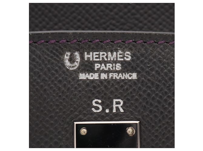Hermès Hermes Birkin 25 Handtasche Braun Lila Damier ebene - Ansicht 4