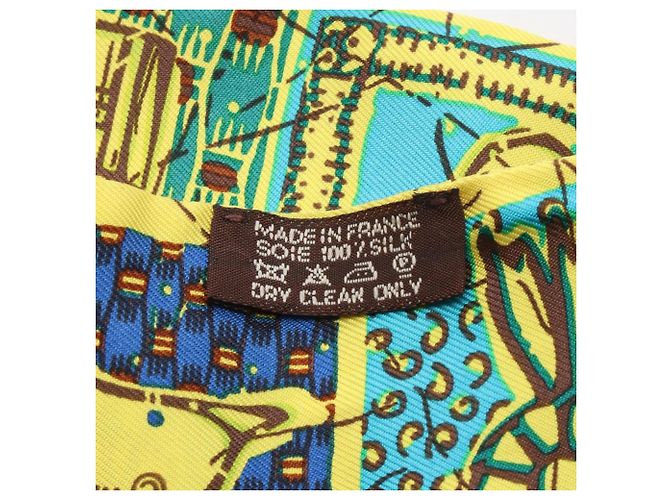 Twilly La Maison des Carrés in seta Hermès Marrone Multicolore Giallo - vista 5