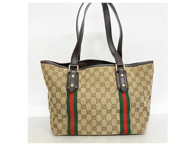 Gucci GG Canvas Sherry Line Tote Bag Braun Beige - Ansicht 10