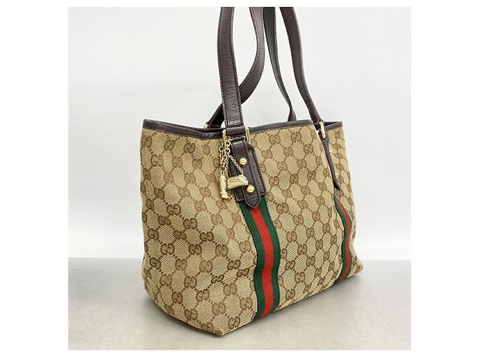 Gucci GG Canvas Sherry Line Tote Bag Braun Beige - Ansicht 2