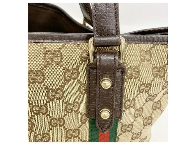 Gucci GG Canvas Sherry Line Tote Bag Braun Beige - Ansicht 9