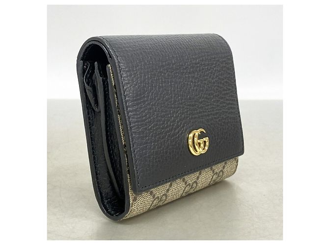 Cartera bi-fold Gucci GG Marmont Supreme Negro Beige - vista 2