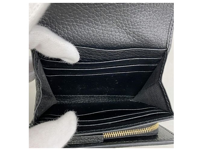 Cartera bi-fold Gucci GG Marmont Supreme Negro Beige - vista 3