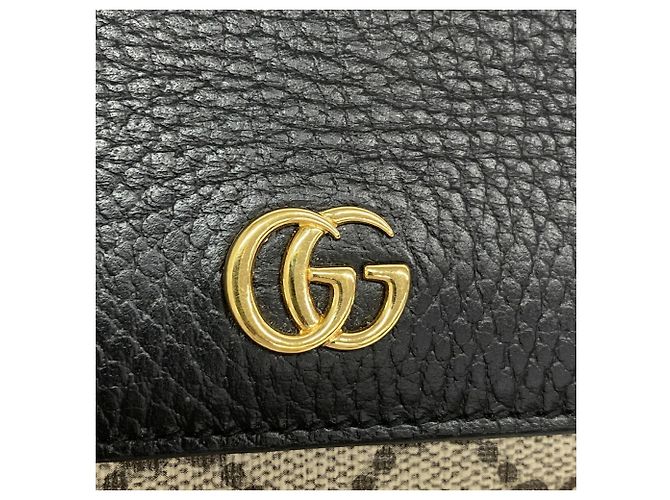 Cartera bi-fold Gucci GG Marmont Supreme Negro Beige - vista 6