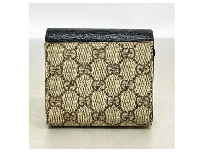 Cartera bi-fold Gucci GG Marmont Supreme Negro Beige - vista 7