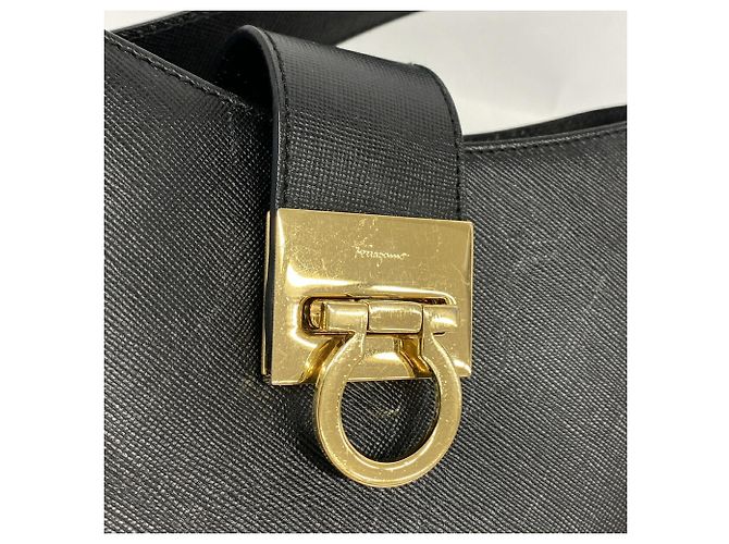 Borsa a tracolla in pelle Gancini Salvatore Ferragamo Nero - vista 10