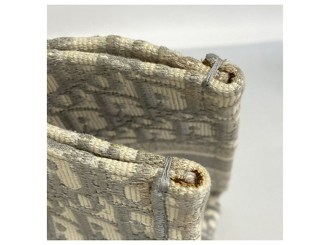 Christian Dior Book Tote Tasche aus grauem Canvas Braun - Ansicht 8