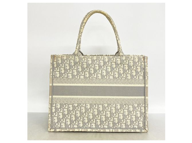 Christian Dior Book Tote Tasche aus grauem Canvas Braun - Ansicht 9
