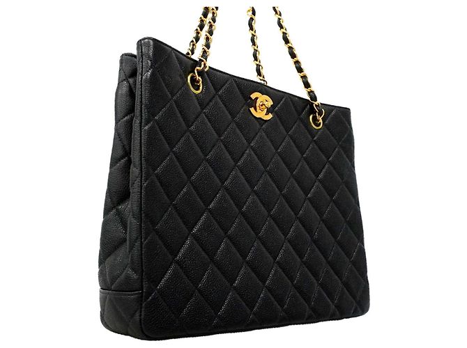 Bolso Tote Chanel de piel de becerro granulada negra Negro - vista 2
