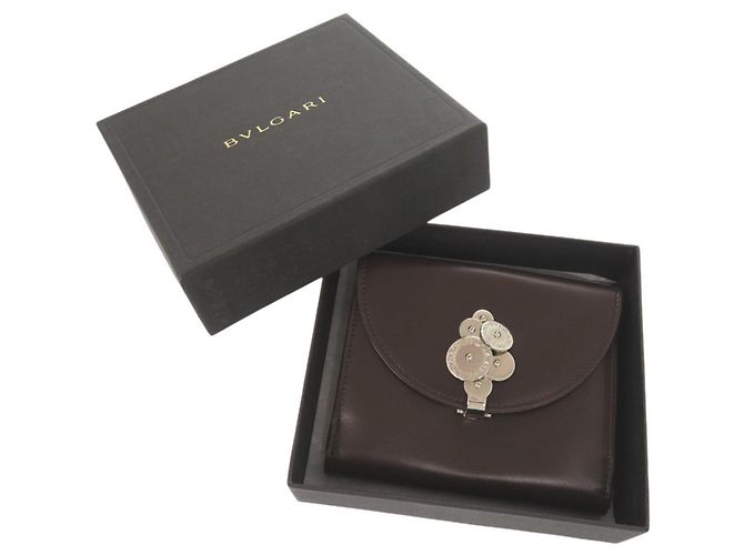 Bulgari Portafoglio bi-fold Bvlgari Cycladi in pelle marrone - vista 2