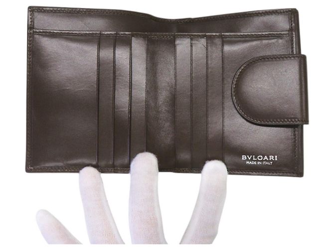 Bulgari Portafoglio bi-fold Bvlgari Cycladi in pelle marrone - vista 5
