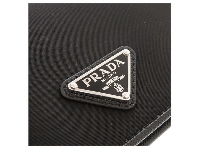 Saffiano Portafoglio bi-fold Prada con logo triangolo nero - vista 8