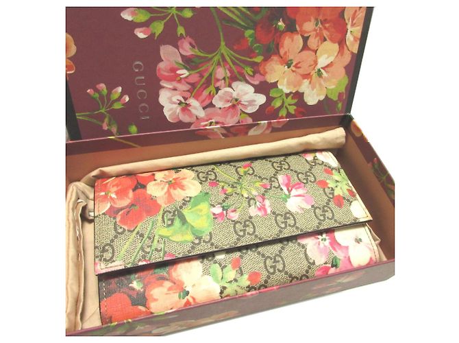 Portafoglio lungo bi-fold Gucci GG Blooms Rosso Beige - vista 2