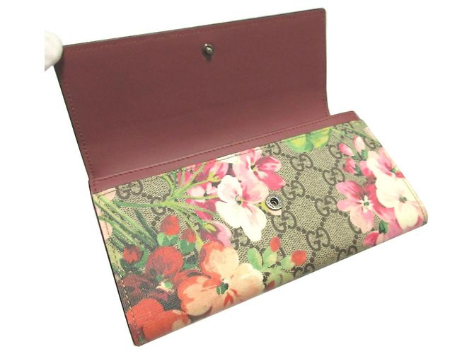 Portafoglio lungo bi-fold Gucci GG Blooms Rosso Beige - vista 4