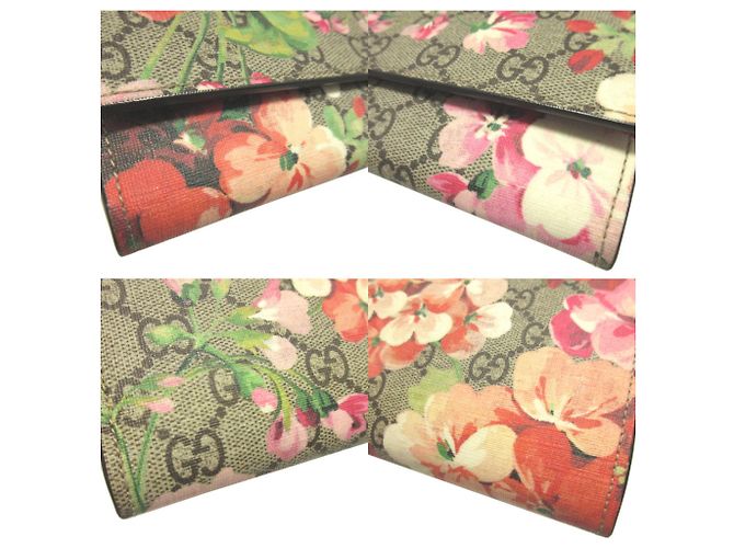 Portafoglio lungo bi-fold Gucci GG Blooms Rosso Beige - vista 8