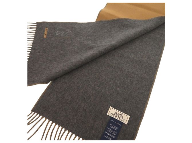 Hermès Cachecol de cashmere Hermes H Puzzle Marrom - vista 4