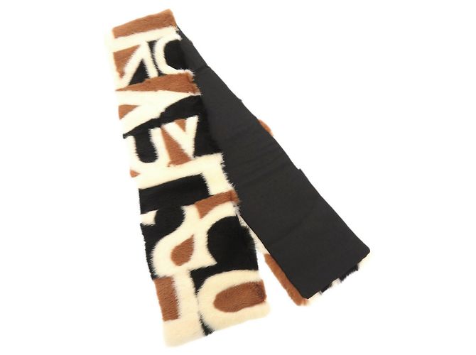 Louis Vuitton Echarpe Vison LV Intarsia Scarf Castaño Negro Multicolor Crudo - vista 2