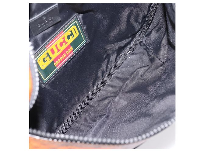Cintura Gucci Dapper Dan in pelle con stampa GG Marrone - vista 5