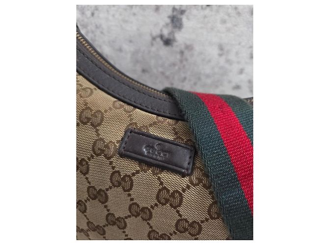 Borsa Gucci Half Moon Hobo GG Supreme Marrone Beige - vista 2