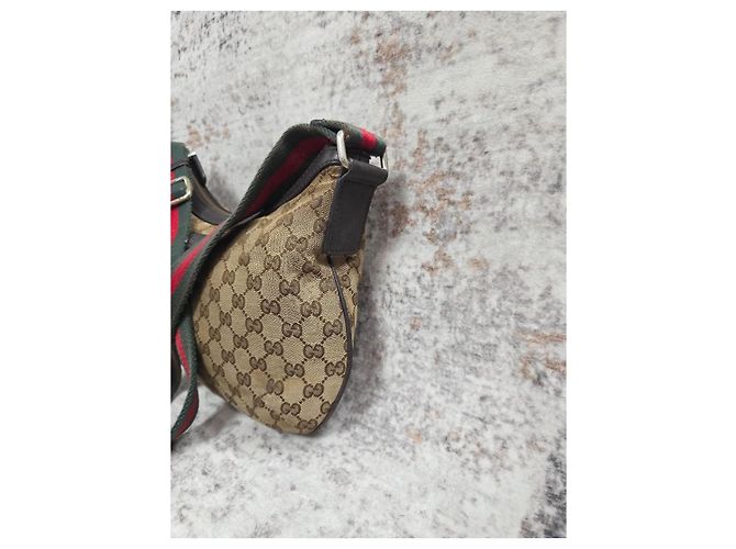Borsa Gucci Half Moon Hobo GG Supreme Marrone Beige - vista 3
