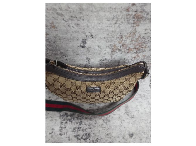 Borsa Gucci Half Moon Hobo GG Supreme Marrone Beige - vista 5