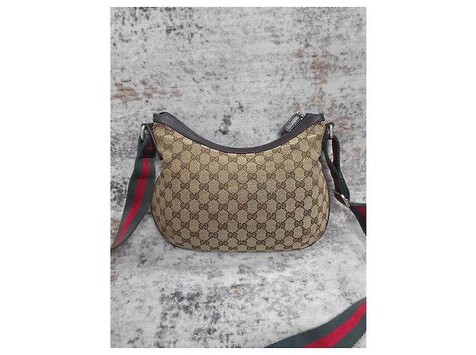 Borsa Gucci Half Moon Hobo GG Supreme Marrone Beige - vista 6