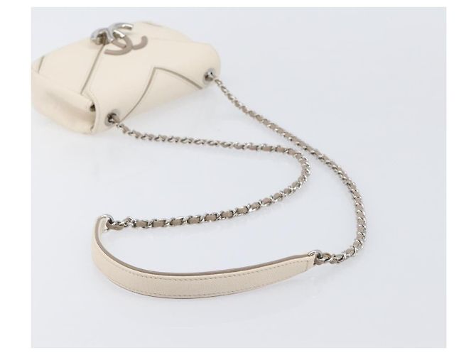Chanel Macro Flap Chevron Caviar Small Bianco - vista 7