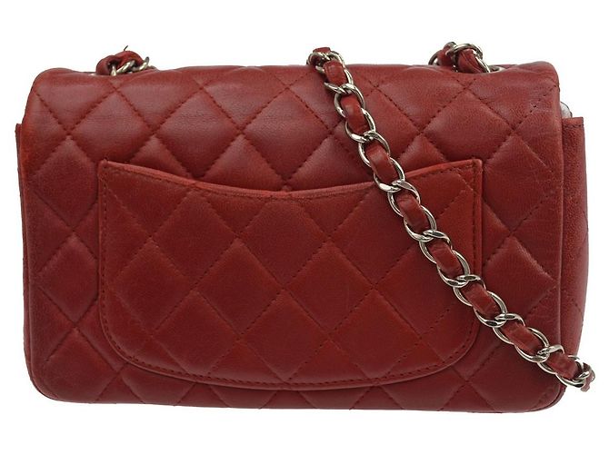 Chanel Classic Single Flap Tasche aus gestepptem Lambskin Small Rot - Ansicht 2