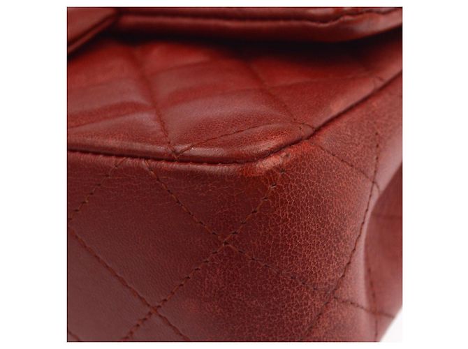 Chanel Classic Single Flap Tasche aus gestepptem Lambskin Small Rot - Ansicht 6