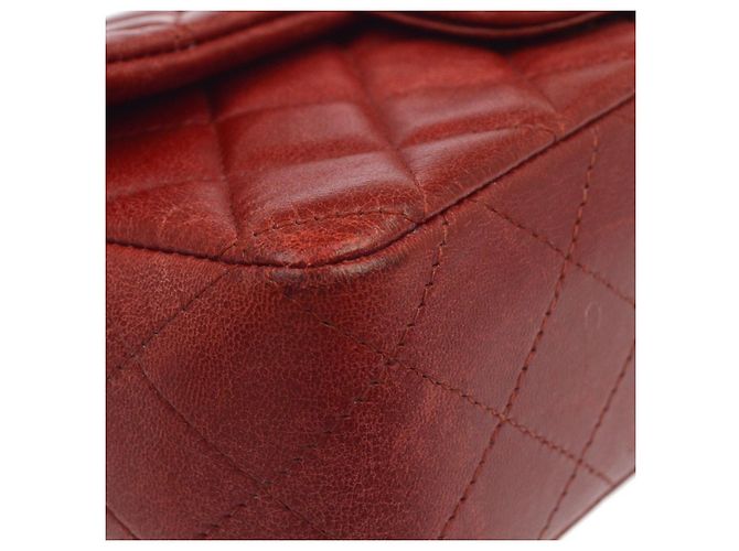 Chanel Classic Single Flap Tasche aus gestepptem Lambskin Small Rot - Ansicht 7