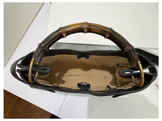 Bolsa Gucci Bamboo Top Handle Couro Preto - vista 10