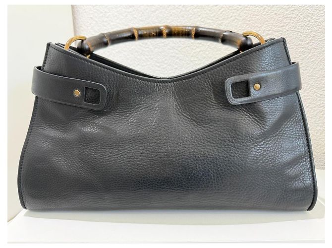 Bolsa Gucci Bamboo Top Handle Couro Preto - vista 4