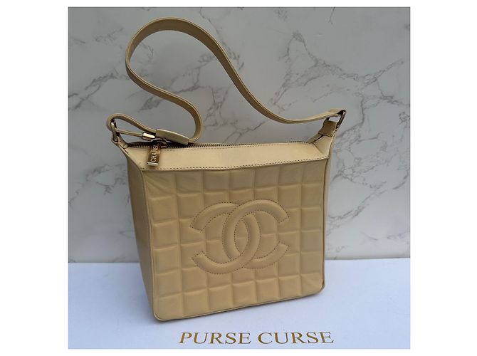 Timeless Borsa a tracolla Chanel Chocolate Bar Beige in pelle d'agnello - vista 2