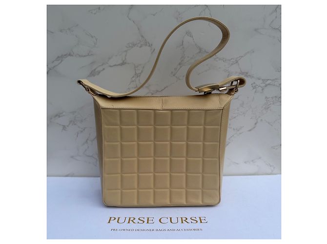 Timeless Borsa a tracolla Chanel Chocolate Bar Beige in pelle d'agnello - vista 4
