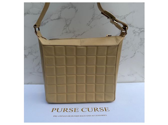 Timeless Borsa a tracolla Chanel Chocolate Bar Beige in pelle d'agnello - vista 5