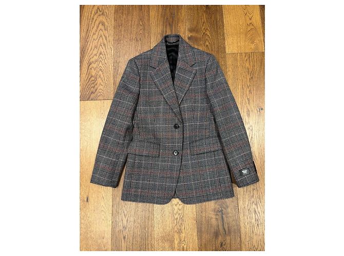 Blazer Prada de lana Prince de Galles Castaño Roja Gris - vista 12