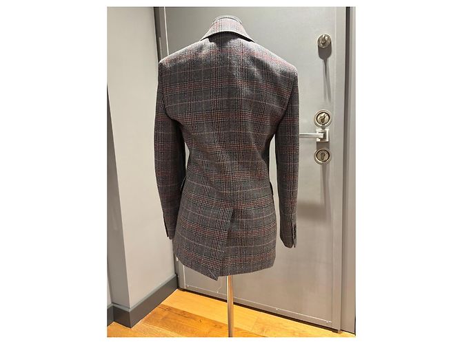 Blazer Prada de lana Prince de Galles Castaño Roja Gris - vista 13