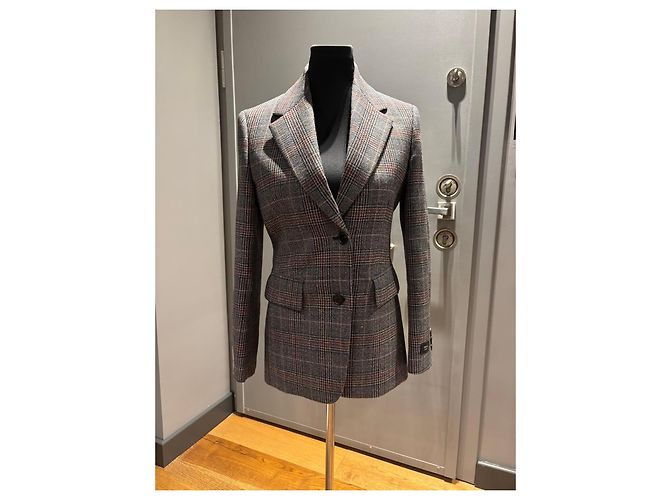 Blazer Prada de lana Prince de Galles Castaño Roja Gris - vista 2