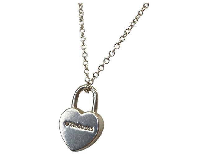 Autre Marque Tiffany & Co. Return to Heart Lock Necklace Silvery - view 2