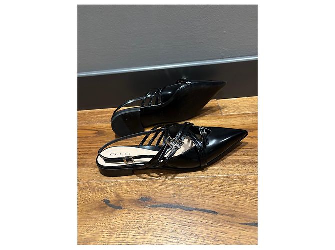 Gucci Mules aus schwarzem Leder mit Riemchen - Ansicht 6