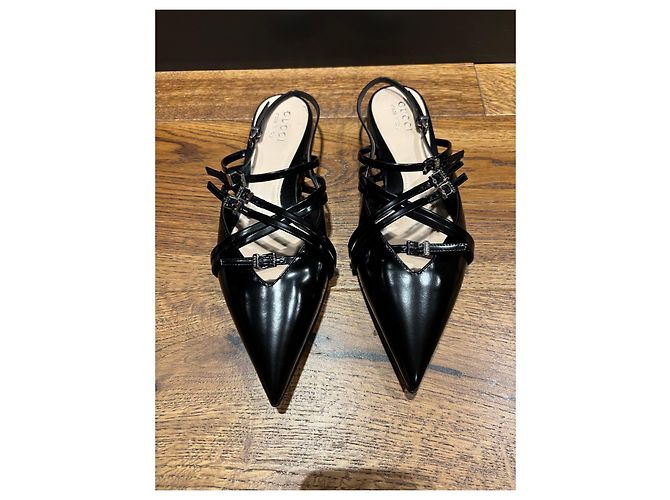 Gucci Mules aus schwarzem Leder mit Riemchen - Ansicht 8