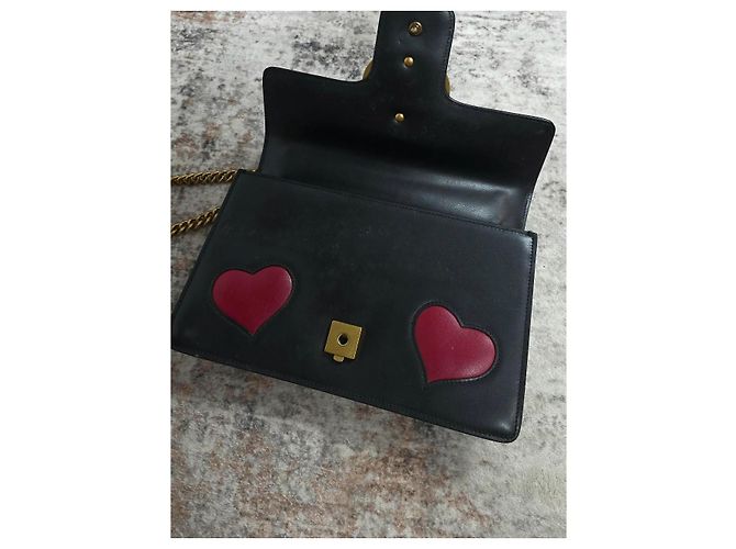 Borsa a tracolla Gucci GG Marmont Heart Pelle Nera Nero - vista 10