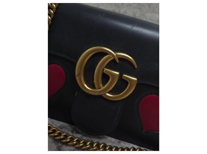 Borsa a tracolla Gucci GG Marmont Heart Pelle Nera Nero - vista 2